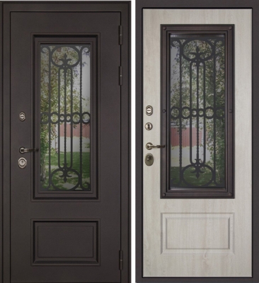 Дверь Аляска с Окном и Лазерной Резкой Терморазрыв